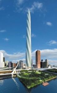 Concept rendering of the Chicago Spire.  Photo credit: Shelbourne Development, Santiago Calatrava.
